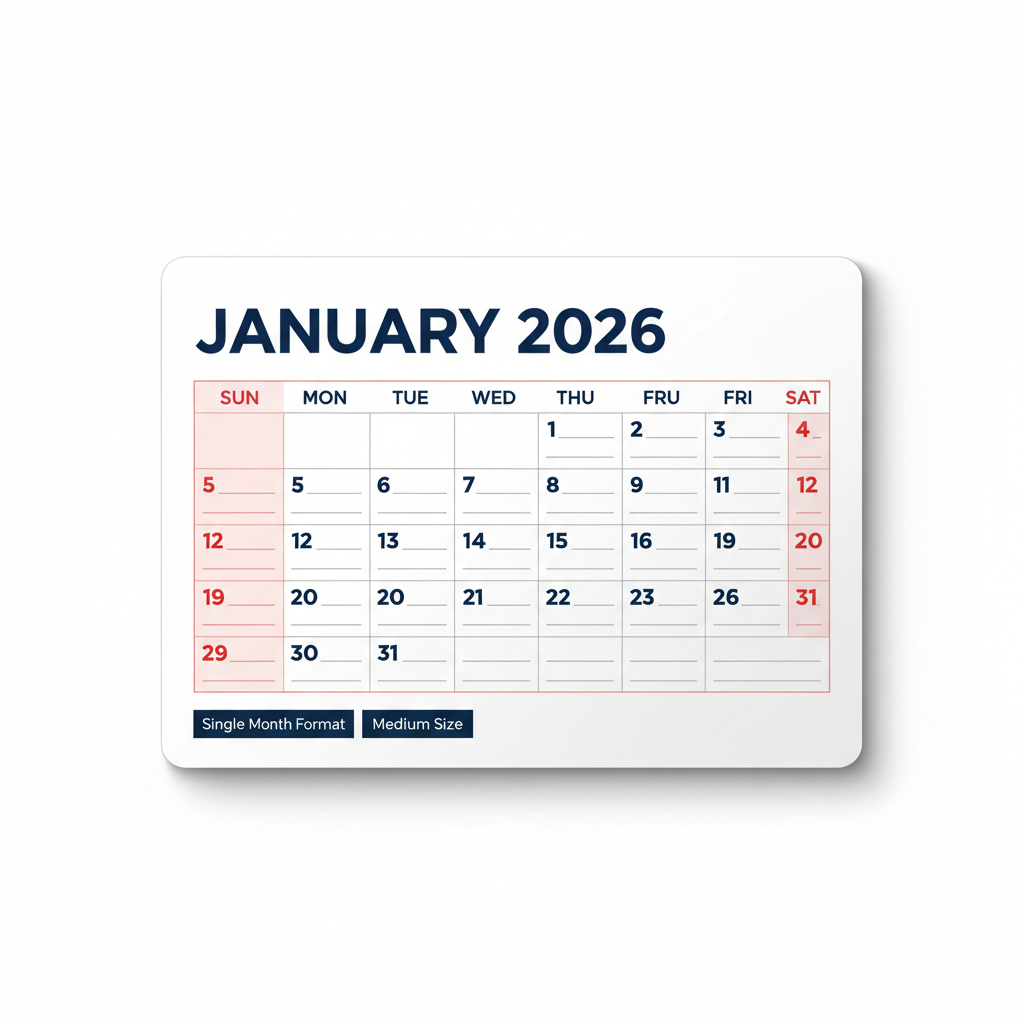 Single Month Calendar Magnet