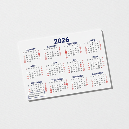 Full Year Calendar Magnet - 12 Months