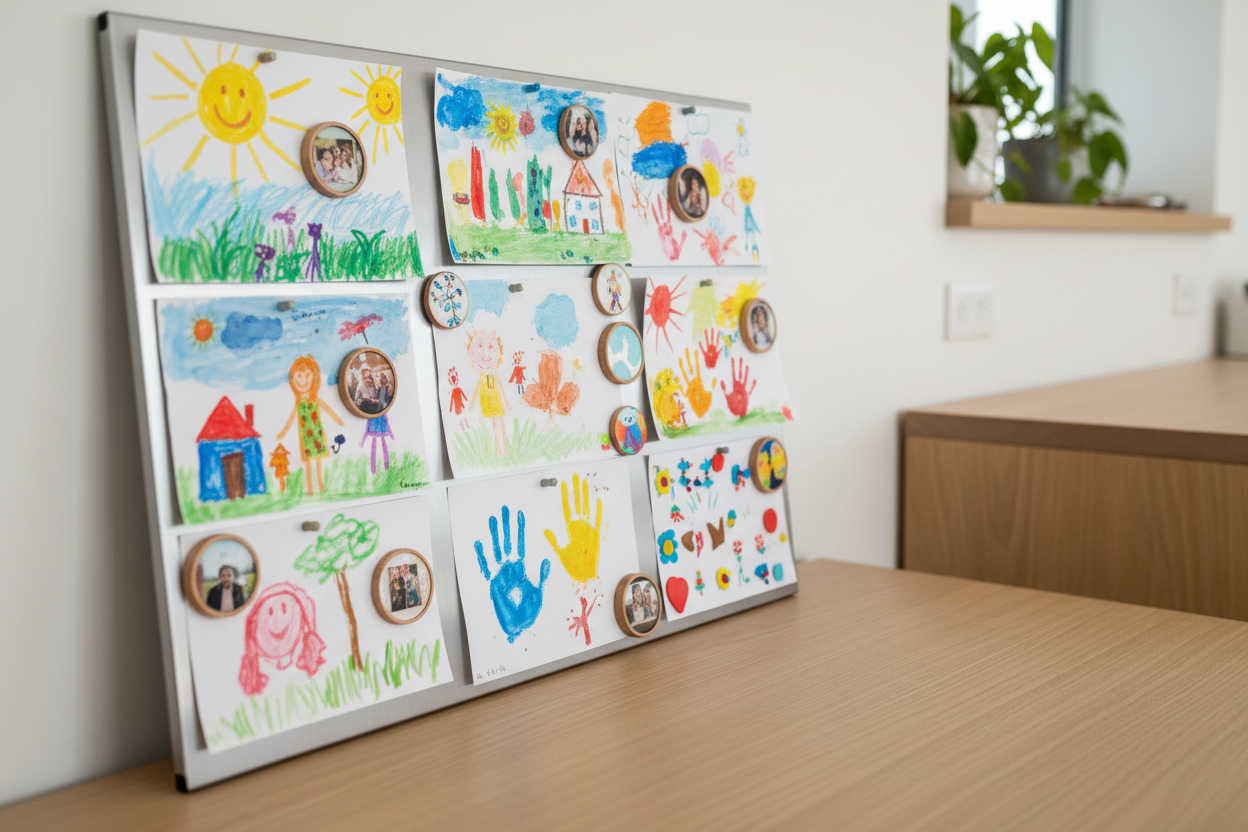 Kids Artwork Display on Table