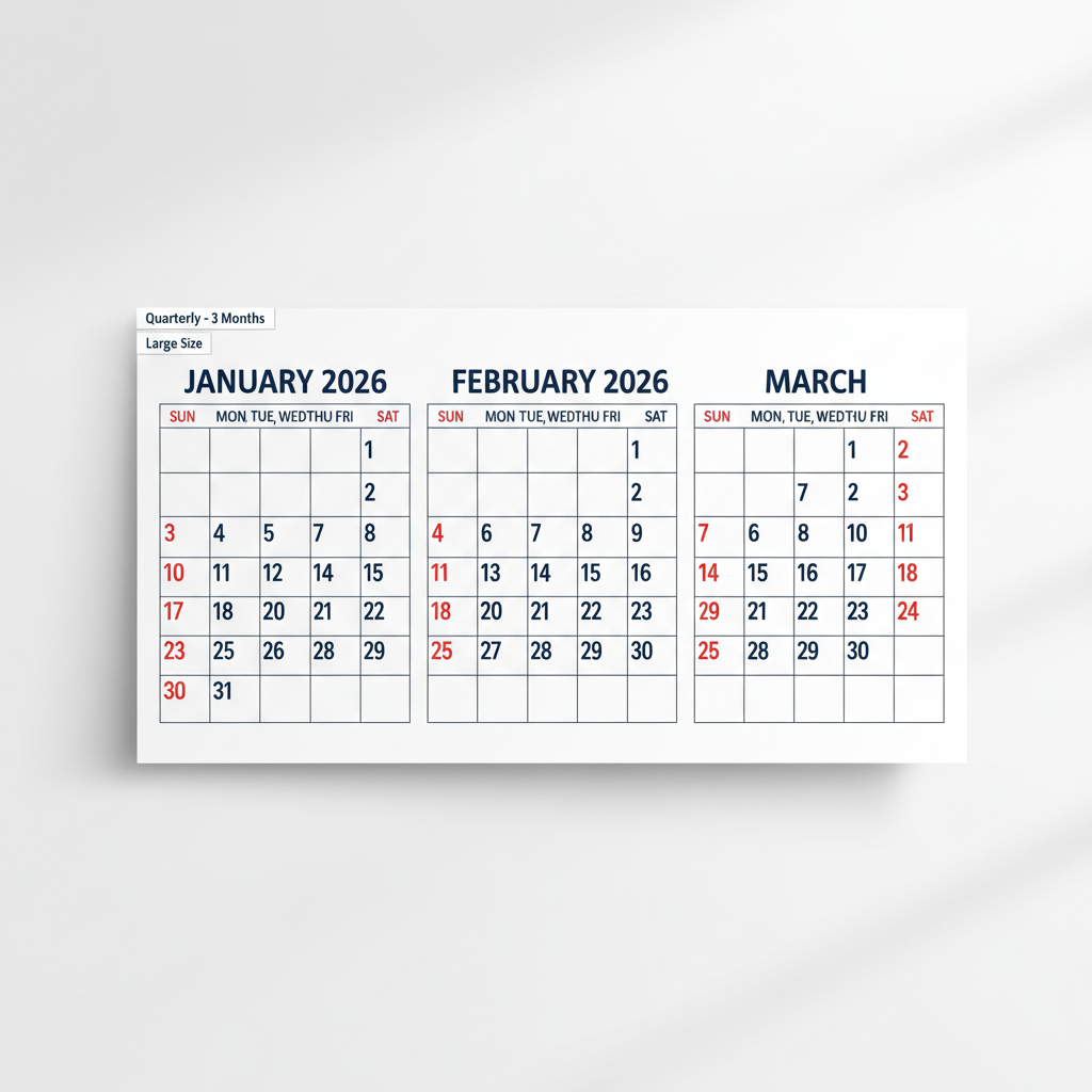 Quarterly Calendar Magnet - 3 Months